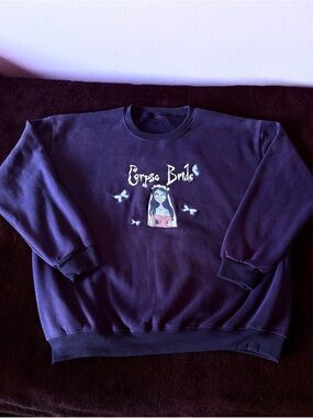 Tim Burton’s Corpse Bride large embroidered front graphic purple sweatshirt 2XL